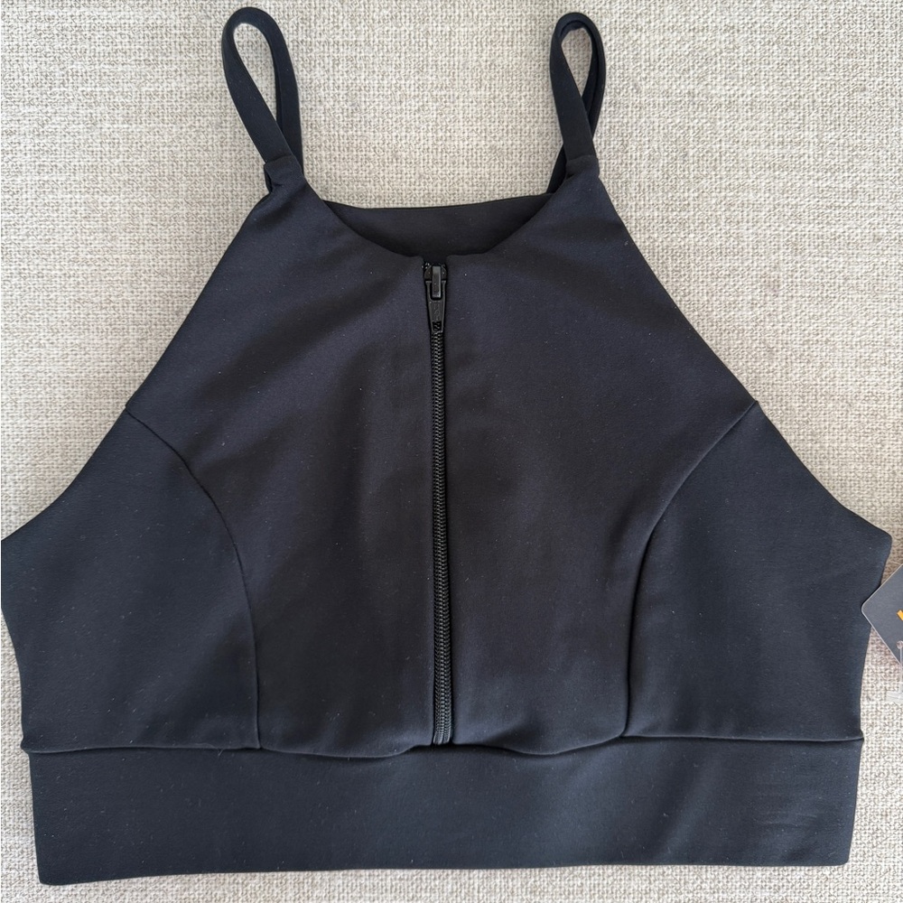 Becco Black Front Zipper Sport Bra  Activewear Workout top NWT Size Small